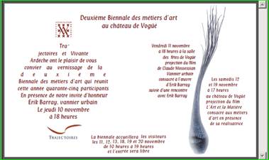 Invitation vernissage et annonce des films Vannier urbain et L’art et la Matière